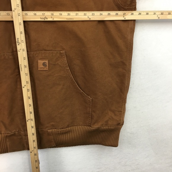 Carhartt J130 Y2K Washed Duck Insulated Hooded Jacket Brown Men's X-Large Tall - Picture 7 of 7